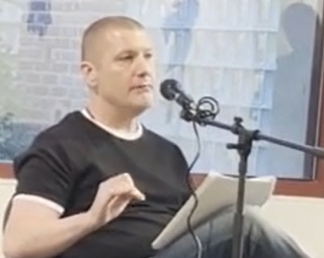 Marc Scullin reading at the Pelham Art Center as part of the Protean Core Open Mic series. April 24, 2026.